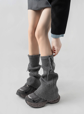 韩国东大门春夏新款白色袜套女个性系带微喇叭小腿套堆堆长袜ins