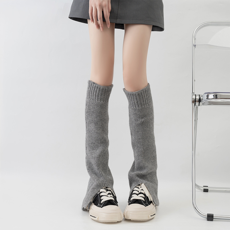 韩版显瘦前开叉微喇叭小腿袜套