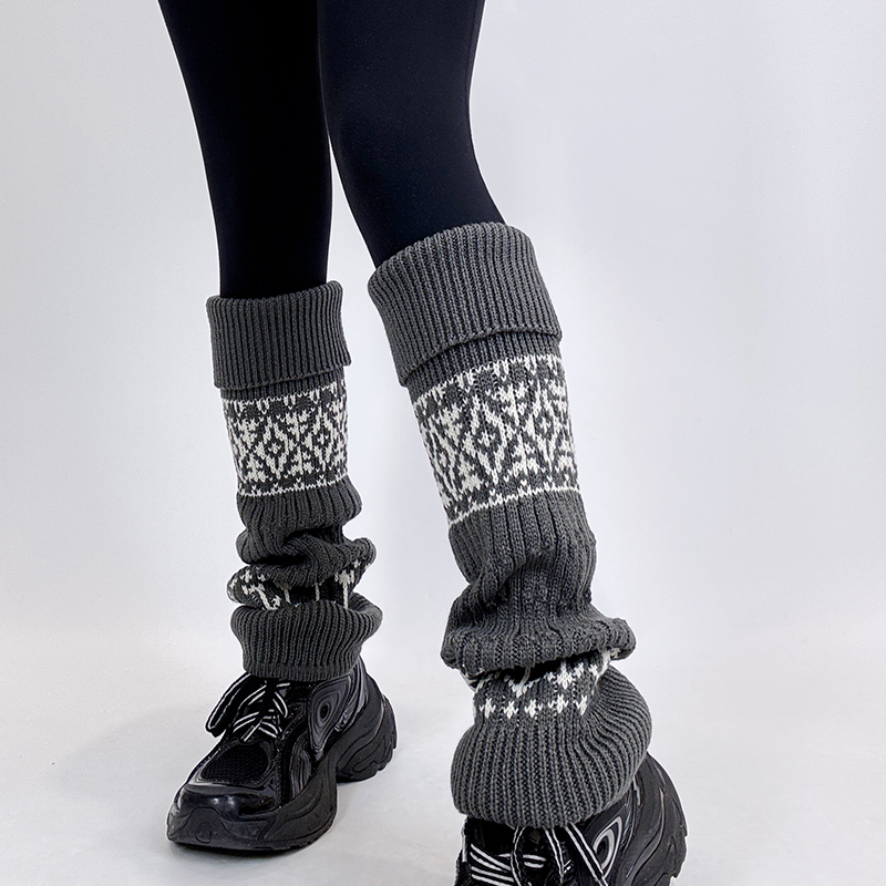 韩版费尔岛风格加厚保暖堆堆袜套