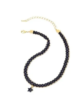 颈带简约项圈一件颈链项链短款脖子女饰品黑色星星锁骨链气质