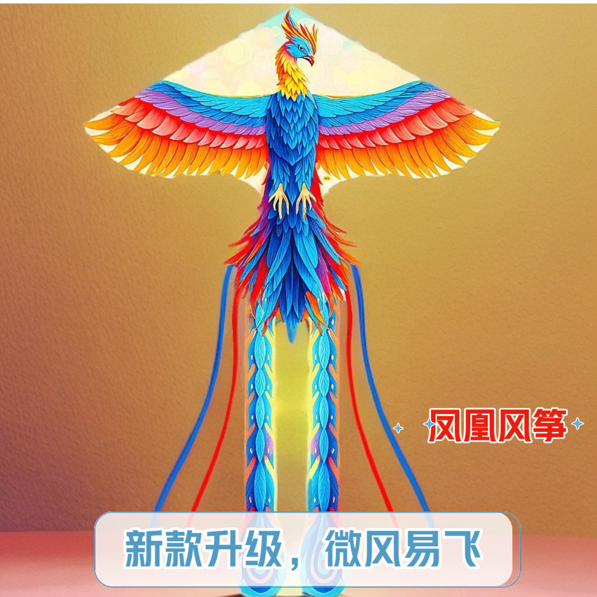 凤凰风筝2026年潍坊新款国潮儿童微风易飞成大人专用高档长尾好飞