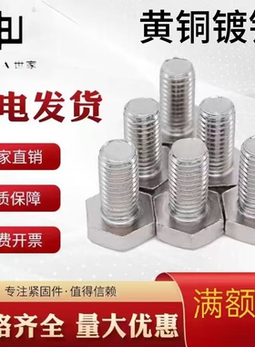 镀镍H62黄铜外六角螺丝全牙螺栓钉M4M5M6M8M10M16*25*35*70*100