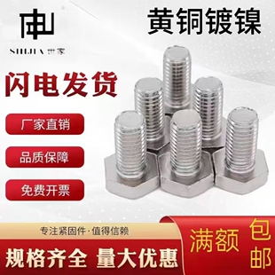 镀镍H62黄铜外六角螺丝全牙螺栓钉M4M5M6M8M10M16*25*35*70*100