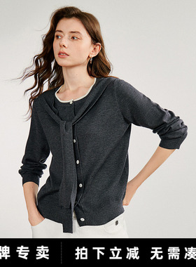 「New! 新品尝鲜」初语TOYOUTH设计感披肩假两件长袖针织衫毛衣秋