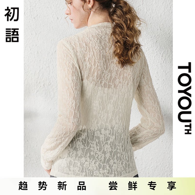 「New! 新品尝鲜」初语TOYOUTH白色微透蕾丝长袖T恤内搭早秋上衣