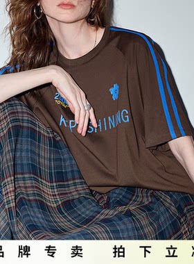 「New! 新品尝鲜」初语TOYOUTH撞色拼接短袖t恤女学院风宽松上衣