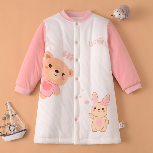 冬季儿童夹棉保暖睡袍睡裙