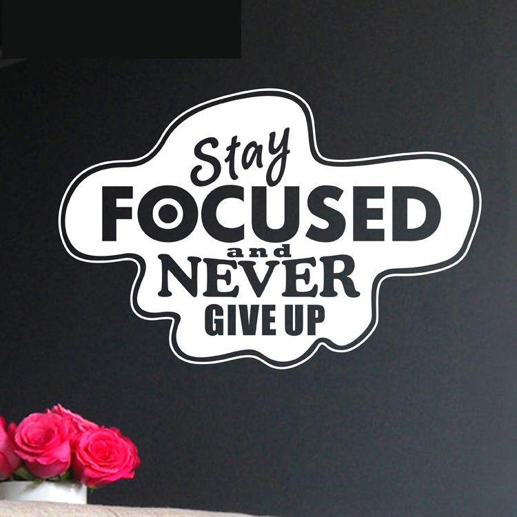 保持专注永不放弃英文字母客厅沙发电视背景墙贴纸个性励志