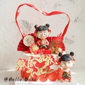 网红哪吒玩偶蛋糕装 饰摆件我命由我不由天儿童生日插件烘焙装 扮