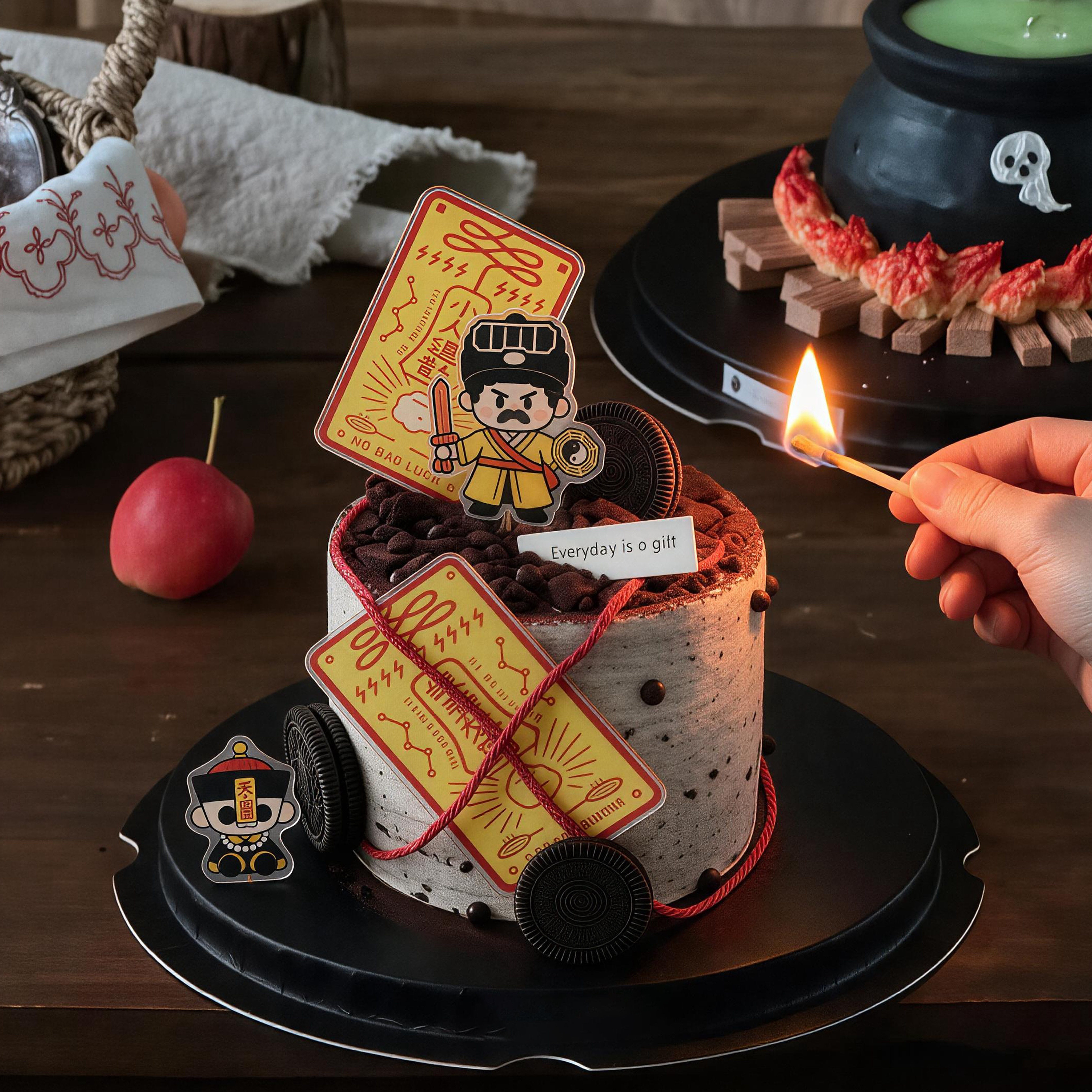 网红万圣节蛋糕装饰插件林正英可爱卡通道长僵尸插牌节日烘焙装扮