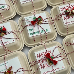 2026圣诞节包装盒蛋糕装饰纸浆盒圣诞快乐卡片贴纸甜品打包盒子