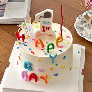 饰雨丝蜡烛儿童生日派对甜品装 彩色软胶生日快乐字母蛋糕装 扮插件