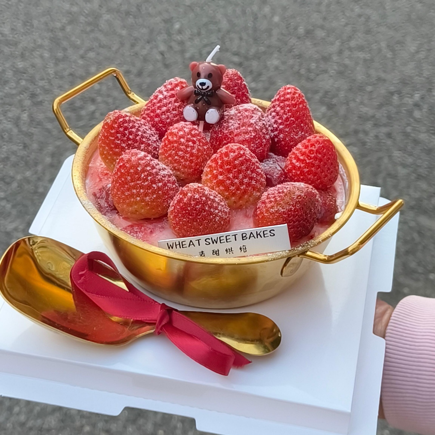 网红圣诞节新年金色草莓蛋糕盆蛋糕装饰不锈钢锅草莓蛋糕碗甜品盆