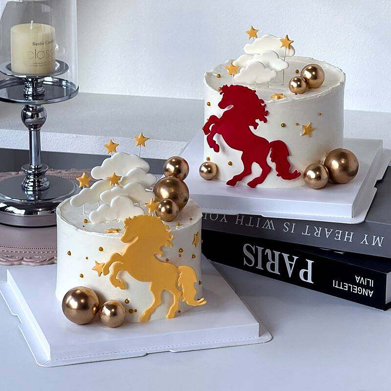 新款翻糖切模马到成功男士爸爸老板生肖马生日蛋糕装饰模具压模