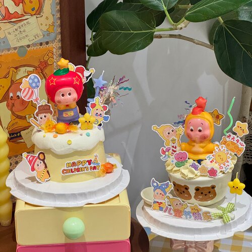 六一儿童节小熊碗蛋糕装饰61蜡烛人小朋友节日快乐烘焙插件