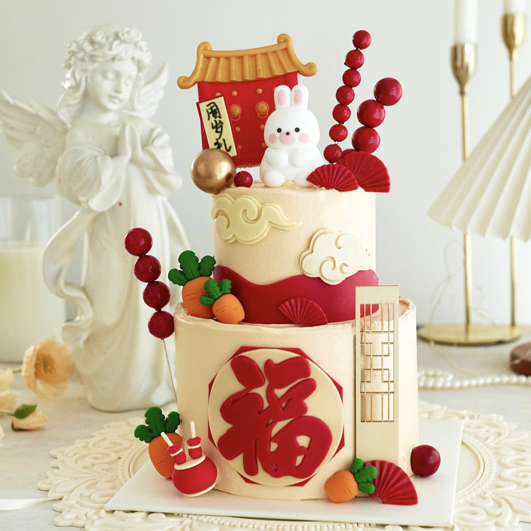 新中式兔宝宝周岁蛋糕