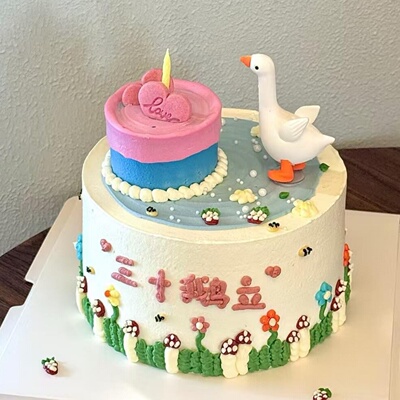网红三十鹅立蛋糕装饰小天鹅摆件男神男士生日快乐甜品烘焙装扮