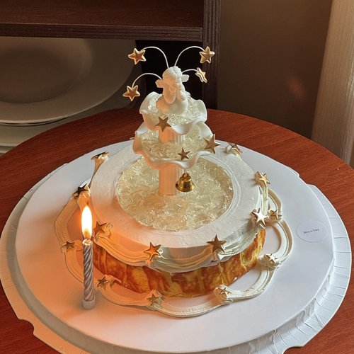 网红许愿池小天使蛋糕装饰复古水柱喷泉硅胶模具仙女女神生日装扮