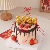 2026新年快乐蛋糕装 饰金色数字蜡烛摆件插件马年跨年除夕蜡烛装 扮
