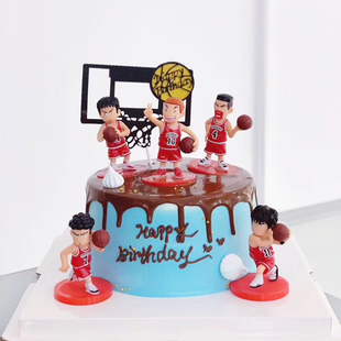儿童小孩生日蛋糕装饰摆件篮球队套装篮球小子打篮球烘焙派对装扮