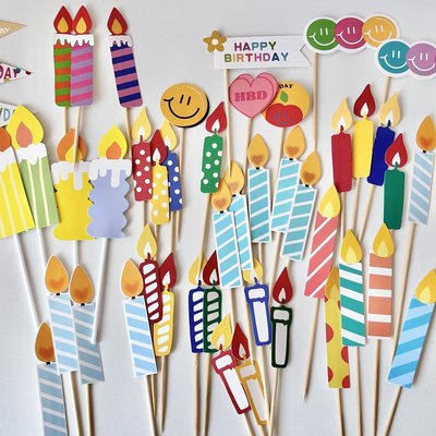 韩式ins风蜡烛蛋糕装饰插牌
