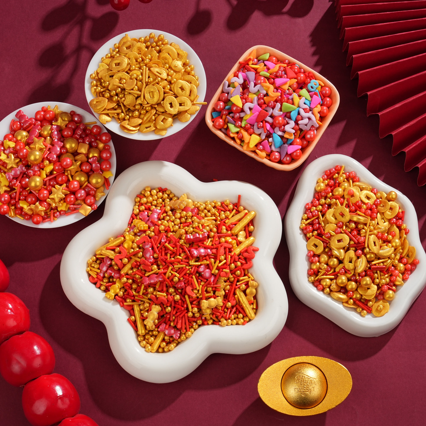 2026新年跨年马年蛋糕装饰糖珠铜钱元宝摆件元旦春节甜品糖果装扮,节庆用品/礼品,节日装扮用品,淘宝优惠券,粉丝福利购,淘宝优惠卷