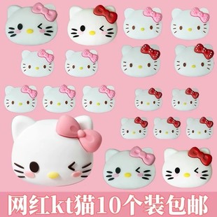 网红圣诞节新年kt猫蛋糕装 扮 饰摆件软胶粉色蝴蝶结hellokitty装