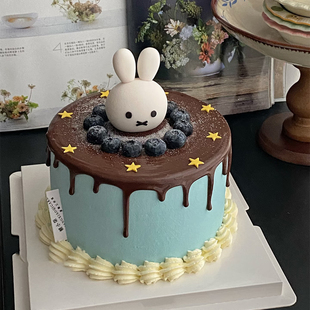 网红米菲兔儿童生日蛋糕装饰摆件软胶立体可爱兔子甜品装扮摆件