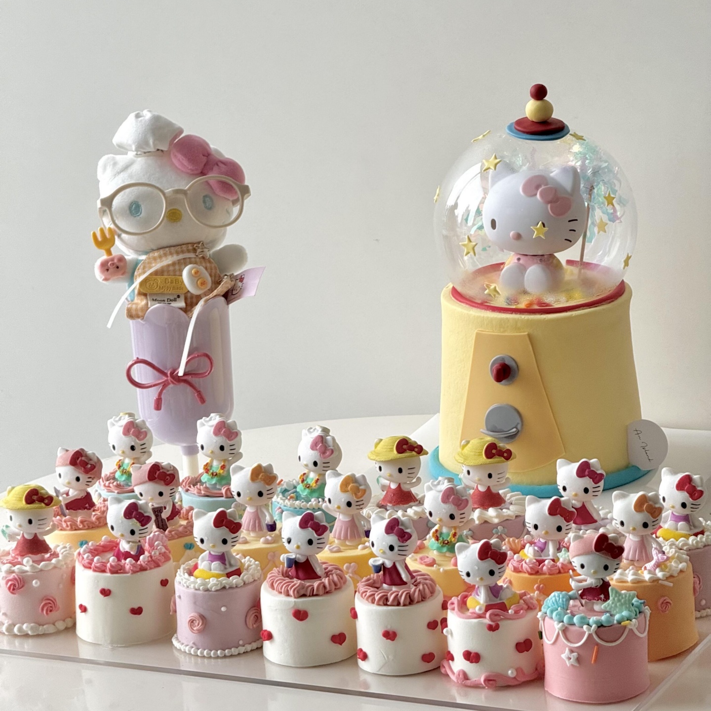 卡通KT猫蛋糕装饰摆件凯蒂猫美乐蒂儿童女孩生日派对烘焙装扮插件