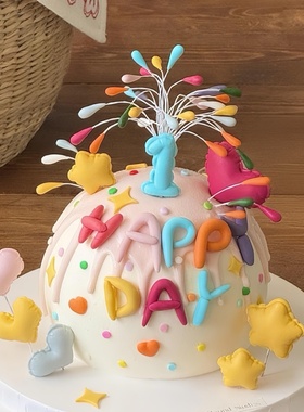 软胶彩色字母happy蛋糕装饰五角星爱心气球模具甜品台装扮插件