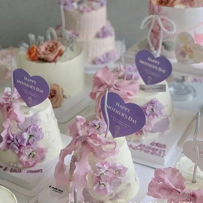 母亲节纸杯蛋糕包装盒粉紫