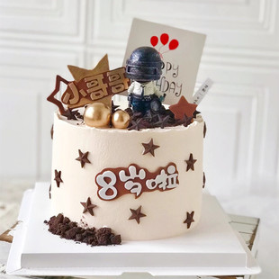 Q版 饰摆件吃鸡玩偶三级包98k空投男孩男生生日插牌插件 吃鸡蛋糕装