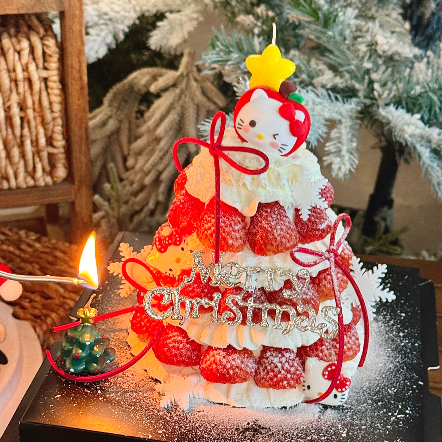 2026圣诞节hellokitty许愿树蛋糕装饰苹果kt猫圣诞快乐装扮插件