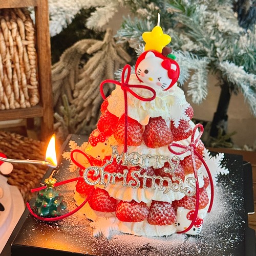 2026圣诞节hellokitty许愿树蛋糕装饰苹果kt猫圣诞快乐装扮插件