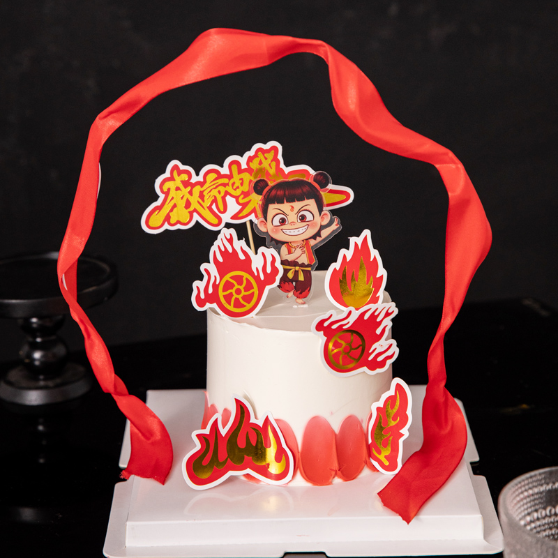 哪吒亚克力蛋糕装饰摆件魔童