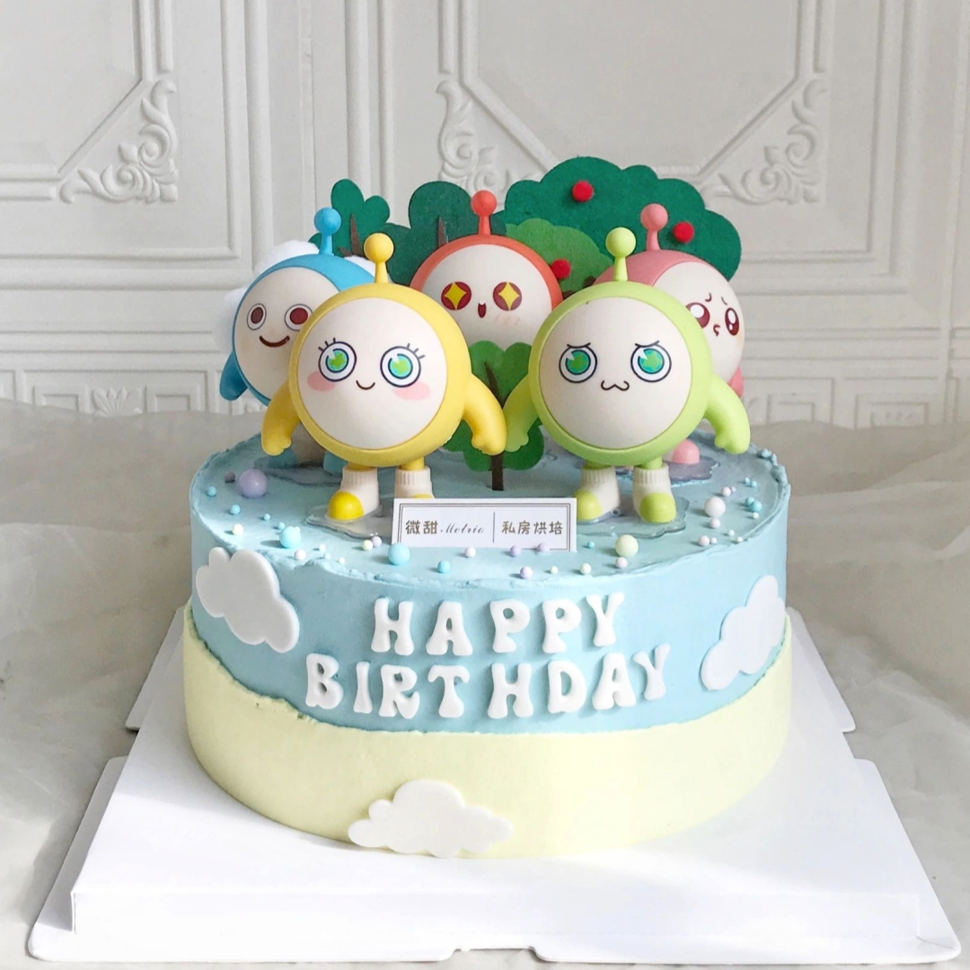 网红蛋仔派对公仔蛋糕装饰摆件儿童男孩小孩生日甜品台烘焙插件
