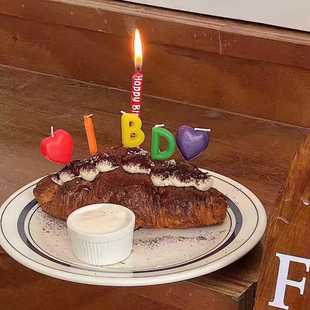 饰摆件派对甜品台烘焙装 韩国ins风彩色爱心蜡烛生日蛋糕装 扮插件