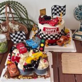 汽车总动员烘焙蛋糕装 饰摆件闪电麦昆卡通回力车汽车儿童生日插件