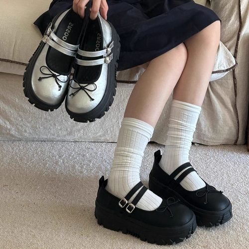 甜桃泡泡厚底玛丽珍鞋女