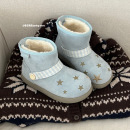 春日商店蓝色星星雪地靴女款2025新款冬季加绒加厚保暖厚底棉鞋