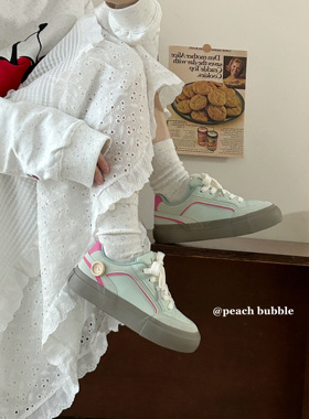 甜桃泡泡小众复古板鞋女款2025新款春季美式复古厚底休闲百搭鞋子