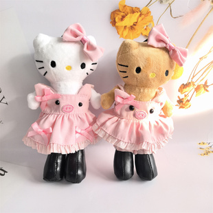 娃衣HelloKitty毛绒娃娃黑皮长腿kt可爱挂件玩偶装饰着替粉猪裙裤