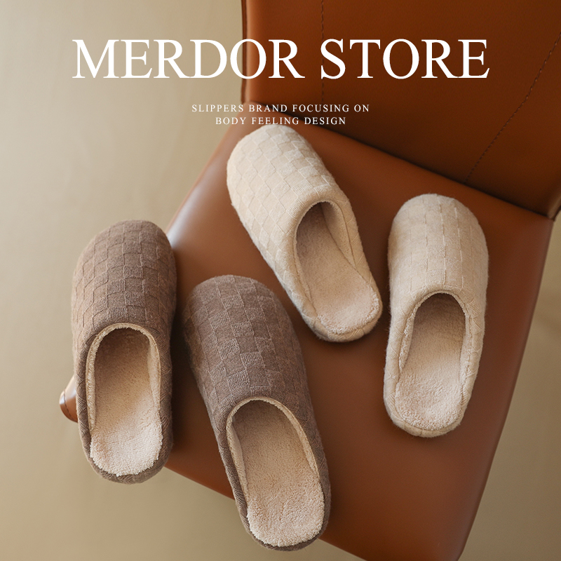 高级感厚底保暖家居棉拖鞋