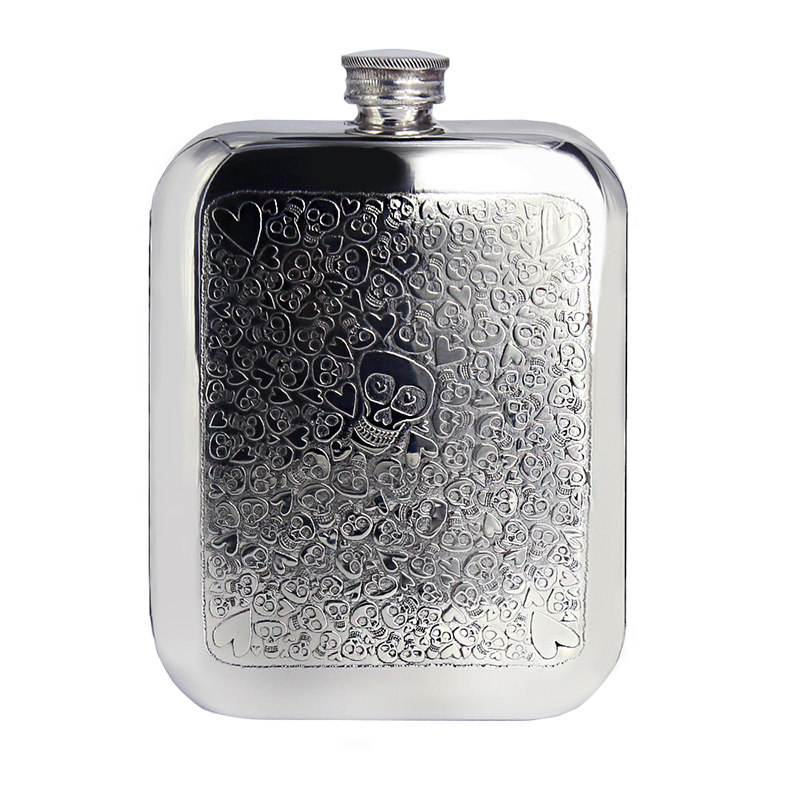 WENTWORTH英国谢菲尔德锡器进口锡制酒壶骷髅便携随身登山旅行