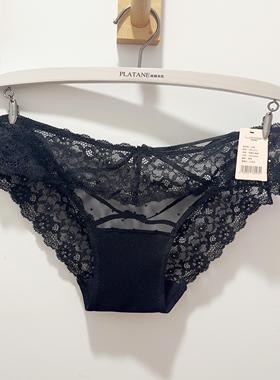 梧桐闺蜜云熙T版低腰三角裤大红色复古绑带蕾丝性感半臀裤GM23511