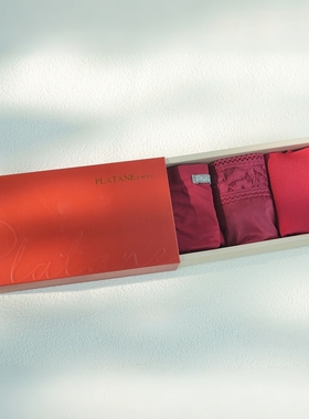 梧桐本色红品盒装内裤3条装简约无痕螺纹柔软(WM85247-WM85250)-3