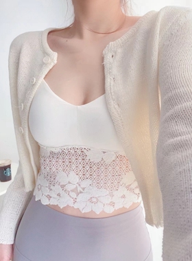 梧桐本色内衣小胸带杯小吊带美背小背心双拉布镂空花边WX23101