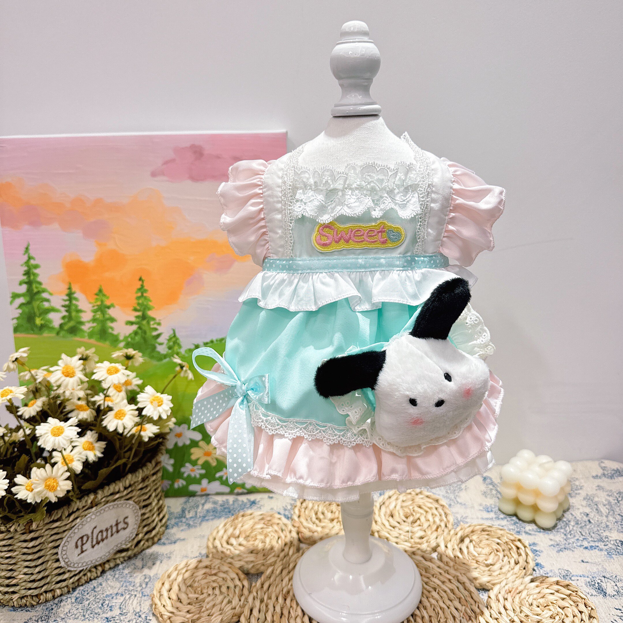 mz原创狗衣服高定怕洽狗玩偶重工猫咪兔子布偶裙马尔济斯泰迪博美