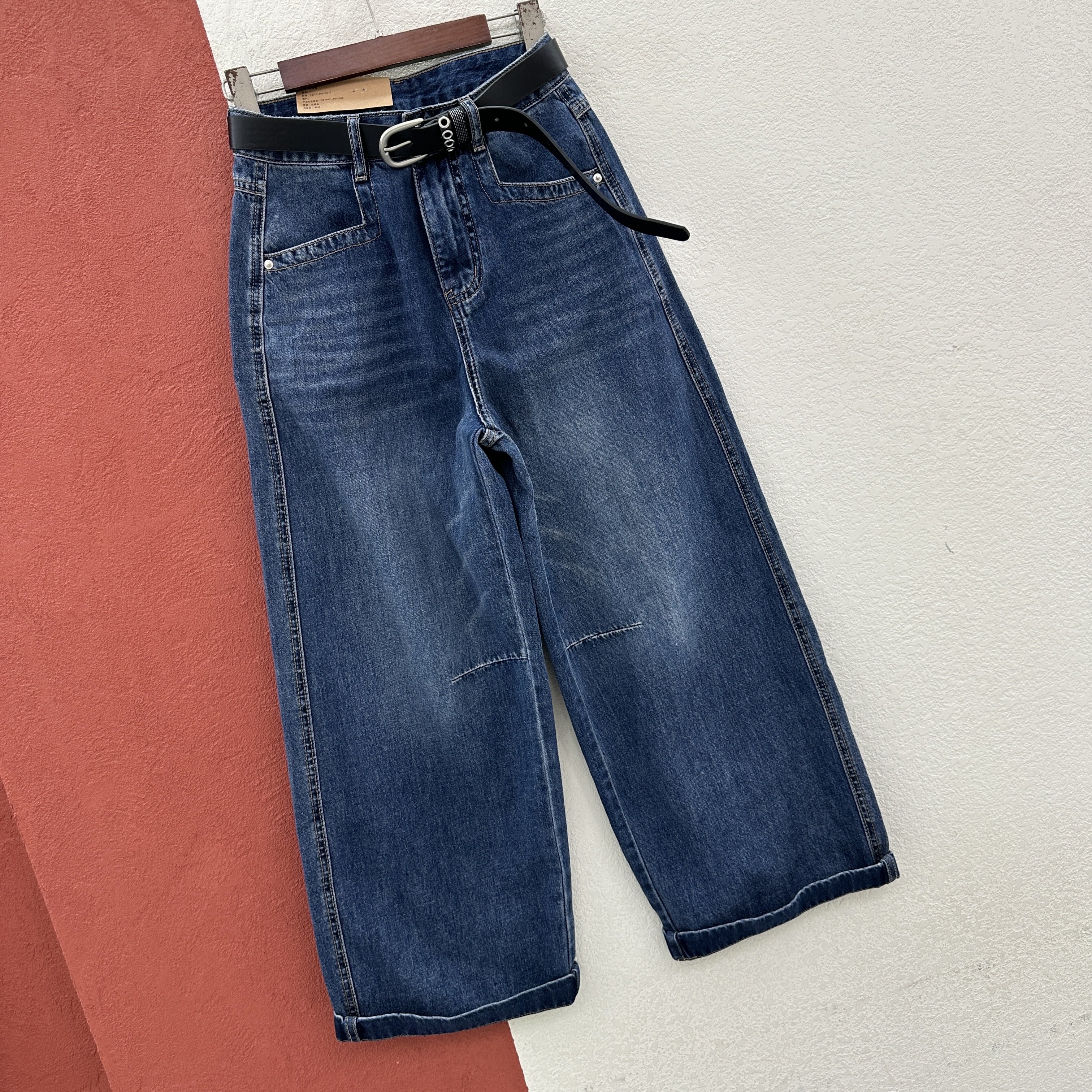 2026春夏款欧货HYFS JEANS红提子66176高腰直筒奶奶裤牛仔裤女裤