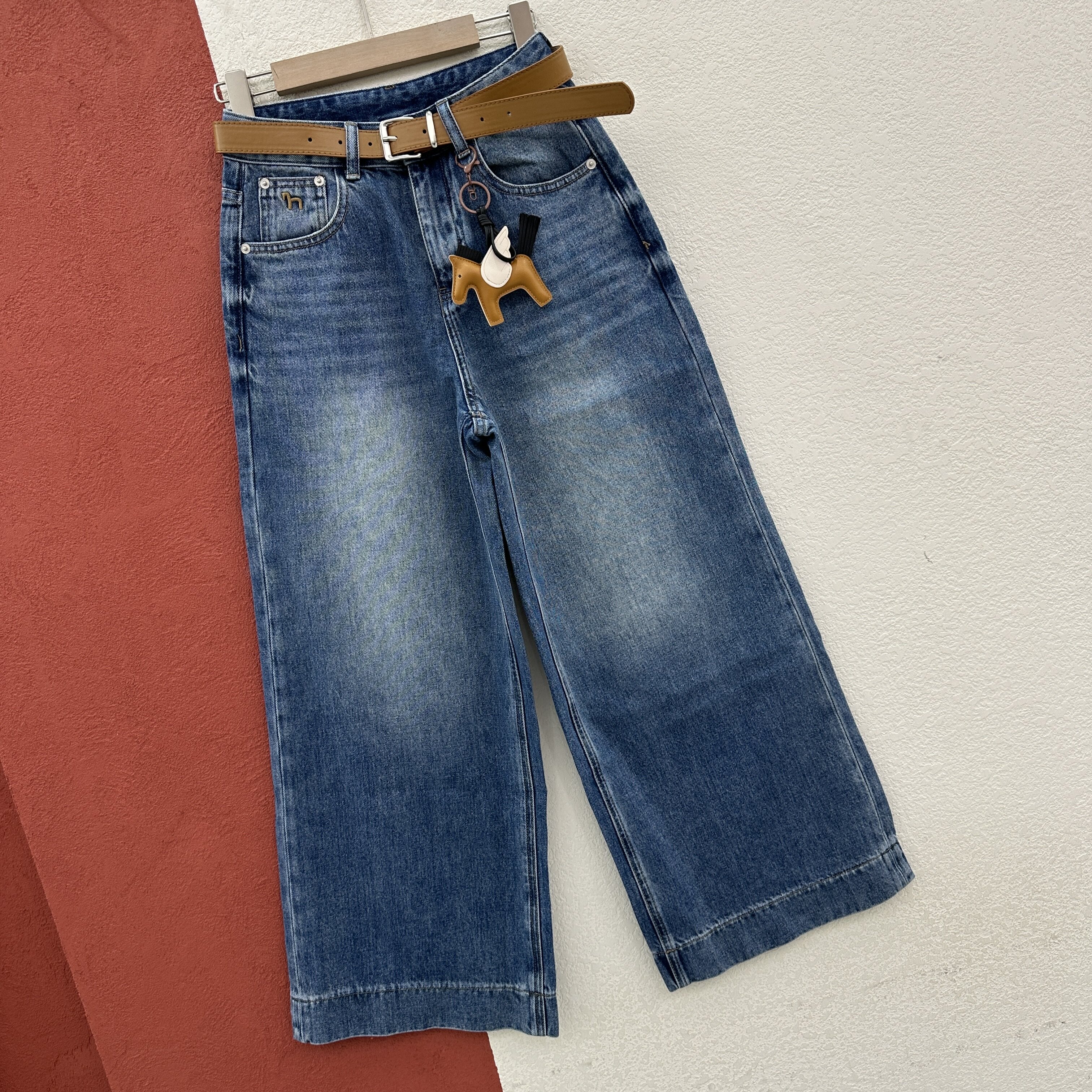 2026春款JEANS韩酷莱66205牛仔裤女高腰宽松阔腿裤九分裤直筒裤